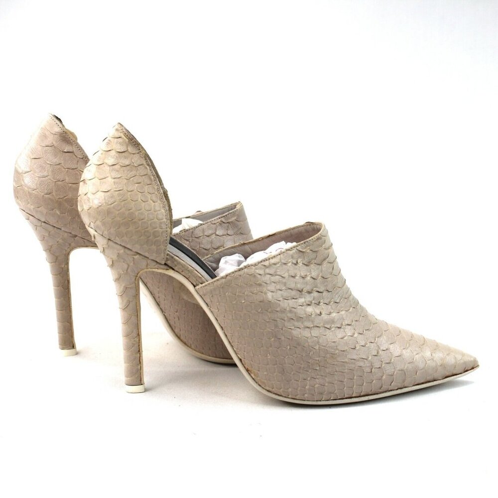 Haider Ackermann Sz 8.5 Gray D'orsay Real Snakeskin High Heel Pump Shoes Luxury - Picture 5 of 9